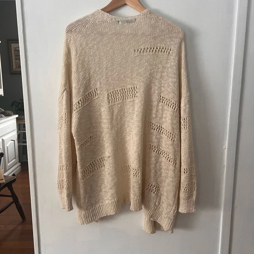 Cream Open-Knit Cardigan - Picture 8 of 9
